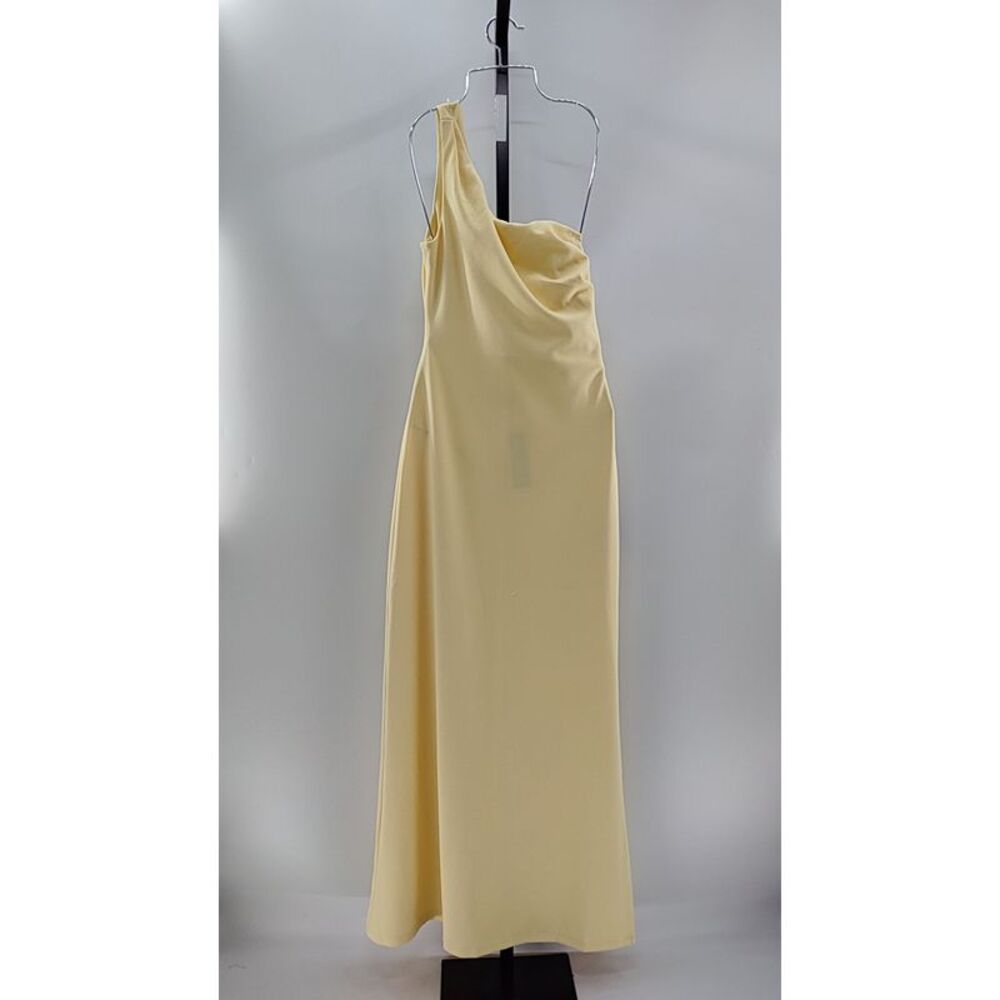 Lulus Women Maevyn Cowl Back Column Maxi Dress Light Yellow Basic Sleeved Small